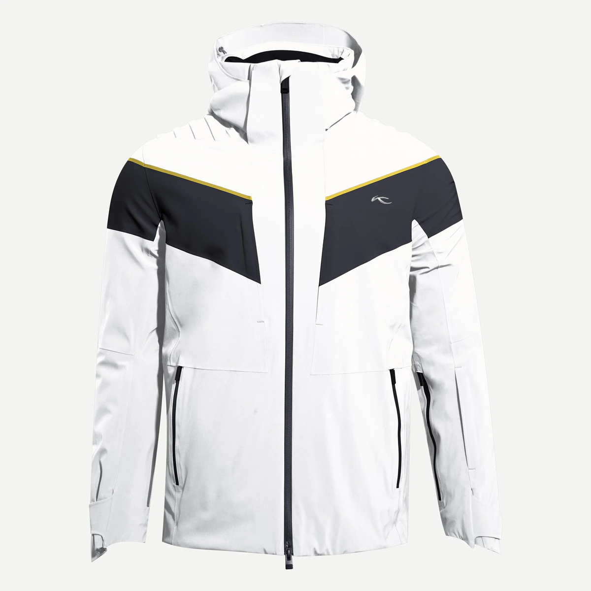 Men's KJUS Downforce Ski Jacket in White/Night Shadow/Blue